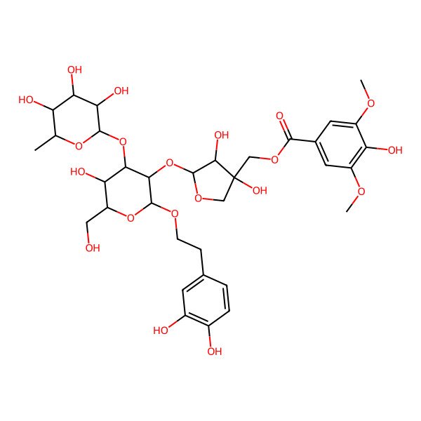 2D Structure of [(3S,4R,5S)-5-[(2R,3R,4S,5R,6R)-2-[2-(3,4-dihydroxyphenyl)ethoxy]-5-hydroxy-6-(hydroxymethyl)-4-[(2S,3R,4R,5R,6S)-3,4,5-trihydroxy-6-methyloxan-2-yl]oxyoxan-3-yl]oxy-3,4-dihydroxyoxolan-3-yl]methyl 4-hydroxy-3,5-dimethoxybenzoate