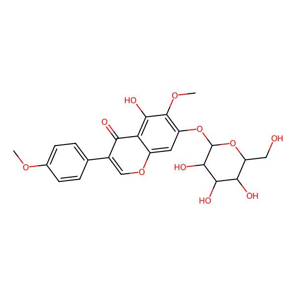 2D Structure of 5-hydroxy-6-methoxy-3-(4-methoxyphenyl)-7-[(2S,3R,4S,5S,6R)-3,4,5-trihydroxy-6-(hydroxymethyl)oxan-2-yl]oxychromen-4-one