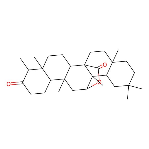 2D Structure of 5,6,11,14,17,17,20-Heptamethyl-24-oxahexacyclo[11.9.2.01,14.02,11.05,10.015,20]tetracosane-7,23-dione