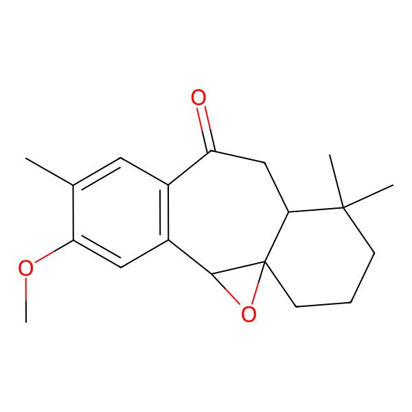 2D Structure of (1R,3S,12R)-6-methoxy-7,13,13-trimethyl-2-oxatetracyclo[10.4.0.01,3.04,9]hexadeca-4(9),5,7-trien-10-one