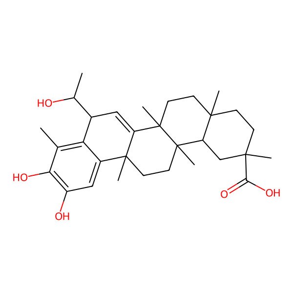 2D Structure of (2R,4aS,6aR,6aS,8R,14aS,14bR)-10,11-dihydroxy-8-[(1S)-1-hydroxyethyl]-2,4a,6a,6a,9,14a-hexamethyl-3,4,5,6,8,13,14,14b-octahydro-1H-picene-2-carboxylic acid
