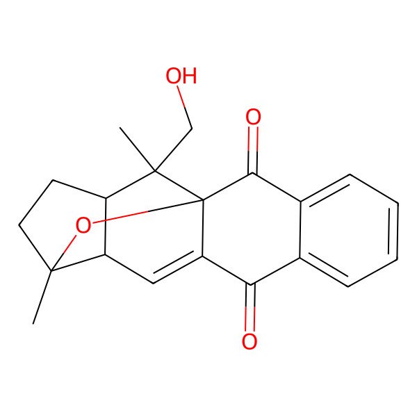 2D Structure of 18-(Hydroxymethyl)-16,18-dimethyl-17-oxapentacyclo[11.4.1.01,10.03,8.012,16]octadeca-3,5,7,10-tetraene-2,9-dione