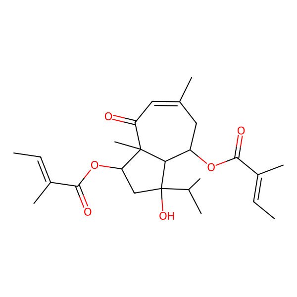 2D Structure of [(1R,3R,3aS,4S,8aR)-3-hydroxy-6,8a-dimethyl-1-[(Z)-2-methylbut-2-enoyl]oxy-8-oxo-3-propan-2-yl-2,3a,4,5-tetrahydro-1H-azulen-4-yl] (Z)-2-methylbut-2-enoate