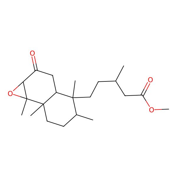 2D Structure of methyl (3R)-5-[(1aR,3aR,4S,5R,7aR,7bR)-4,5,7a,7b-tetramethyl-2-oxo-1a,3,3a,5,6,7-hexahydronaphtho[1,2-b]oxiren-4-yl]-3-methylpentanoate