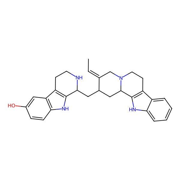 2D Structure of 1-[(3-ethylidene-2,4,6,7,12,12b-hexahydro-1H-indolo[2,3-a]quinolizin-2-yl)methyl]-2,3,4,9-tetrahydro-1H-pyrido[3,4-b]indol-6-ol