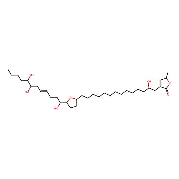2D Structure of (2S)-4-[(2R)-2-hydroxy-14-[(2R,5S)-5-[(Z,1S,7R,8S)-1,7,8-trihydroxydodec-4-enyl]oxolan-2-yl]tetradecyl]-2-methyl-2H-furan-5-one