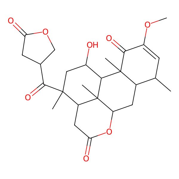 2D Structure of (1R,2S,6S,7S,9R,13R,14R,16R,17S)-16-hydroxy-4-methoxy-2,6,14,17-tetramethyl-14-[(3R)-5-oxooxolane-3-carbonyl]-10-oxatetracyclo[7.7.1.02,7.013,17]heptadec-4-ene-3,11-dione