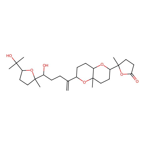 2D Structure of 5-[6-[5-hydroxy-5-[5-(2-hydroxypropan-2-yl)-2-methyloxolan-2-yl]pent-1-en-2-yl]-4a-methyl-3,4,6,7,8,8a-hexahydro-2H-pyrano[3,2-b]pyran-2-yl]-5-methyloxolan-2-one