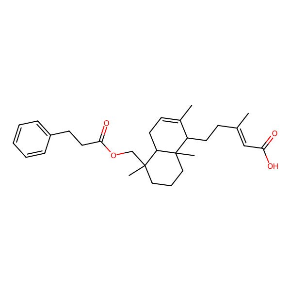 2D Structure of 5-[2,5,8a-Trimethyl-5-(3-phenylpropanoyloxymethyl)-1,4,4a,6,7,8-hexahydronaphthalen-1-yl]-3-methylpent-2-enoic acid