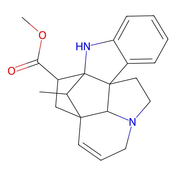 2D Structure of methyl (1S,9S,10R,12S,19R,20S)-20-methyl-8,16-diazahexacyclo[10.6.1.19,12.01,9.02,7.016,19]icosa-2,4,6,13-tetraene-10-carboxylate