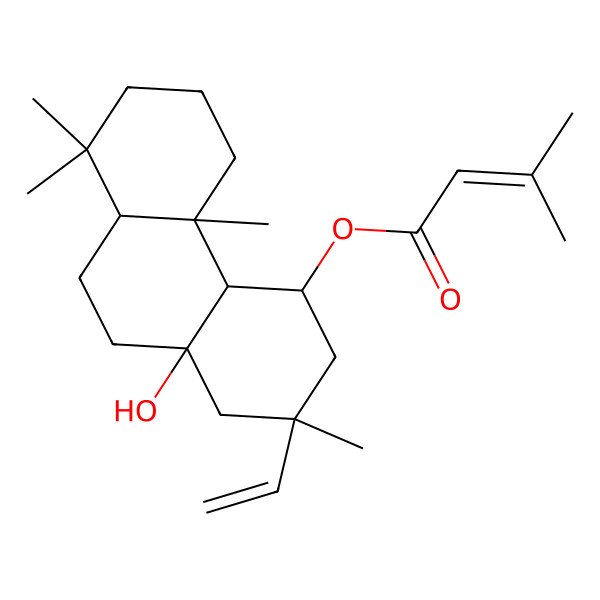 2D Structure of (2-Ethenyl-10a-hydroxy-2,4b,8,8-tetramethyl-1,3,4,4a,5,6,7,8a,9,10-decahydrophenanthren-4-yl) 3-methylbut-2-enoate