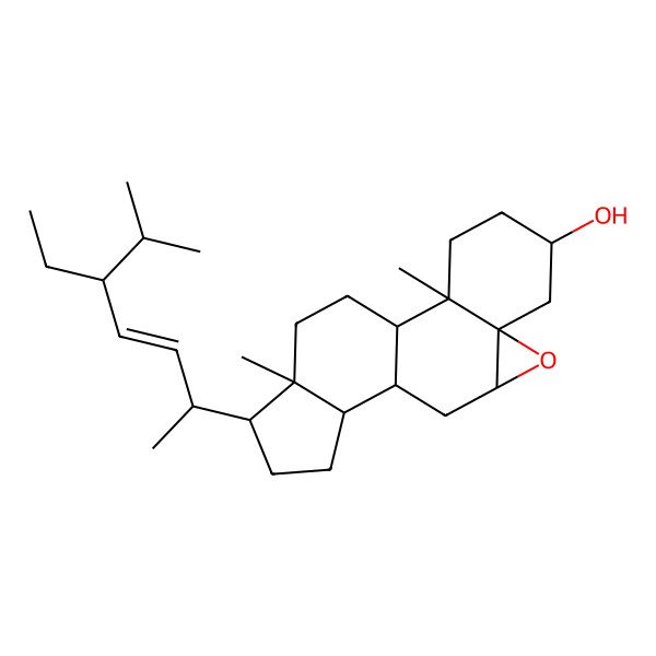2D Structure of (1S,2R,5S,7S,9R,11S,12S,15R,16R)-15-[(E,2R,5S)-5-ethyl-6-methylhept-3-en-2-yl]-2,16-dimethyl-8-oxapentacyclo[9.7.0.02,7.07,9.012,16]octadecan-5-ol