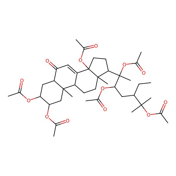 2D Structure of [(2S,3R,5R,9R,10R,13R,14S,17S)-2,14-diacetyloxy-10,13-dimethyl-6-oxo-17-[(2R,3R,5R)-2,3,6-triacetyloxy-5-ethyl-6-methylheptan-2-yl]-2,3,4,5,9,11,12,15,16,17-decahydro-1H-cyclopenta[a]phenanthren-3-yl] acetate
