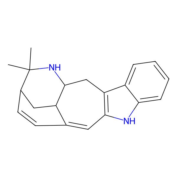 2D Structure of (1R,16R,18S)-20,20-dimethyl-10,19-diazapentacyclo[14.2.2.03,11.04,9.013,18]icosa-3(11),4,6,8,12,14-hexaene