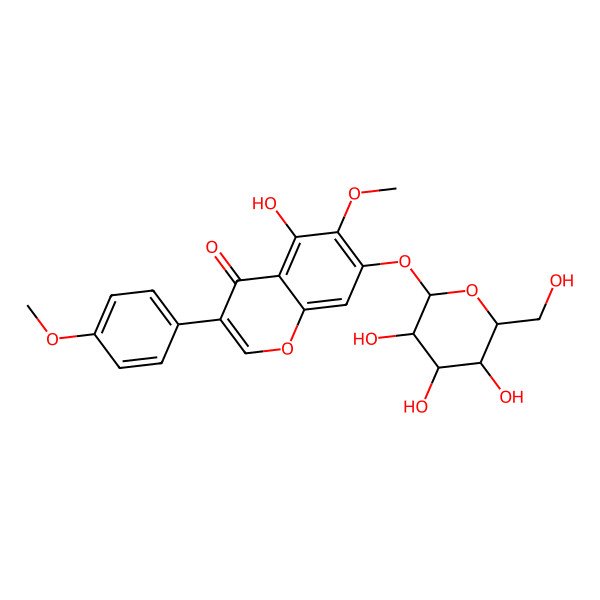 2D Structure of 5-Hydroxy-6-methoxy-3-(4-methoxyphenyl)-7-[3,4,5-trihydroxy-6-(hydroxymethyl)oxan-2-yl]oxychromen-4-one