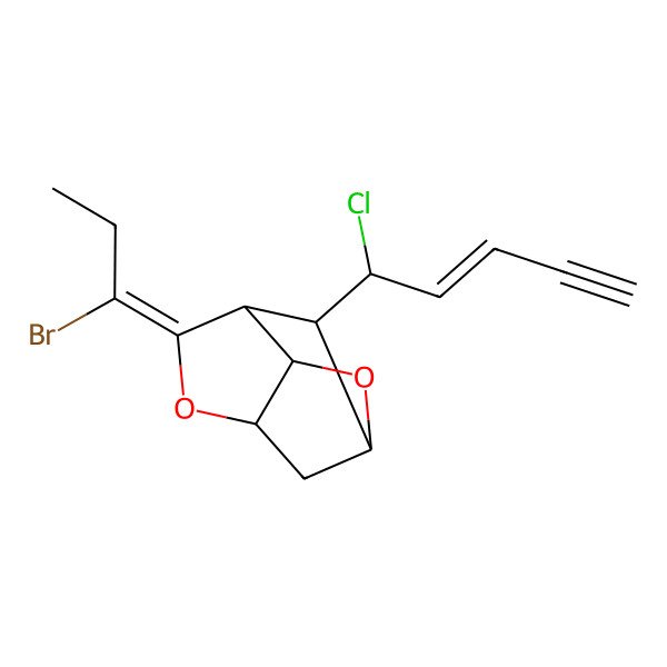 2D Structure of (5Z,6S,9R)-5-(1-bromopropylidene)-9-[(Z,1S)-1-chloropent-2-en-4-ynyl]-4,8-dioxatricyclo[4.2.1.03,7]nonane