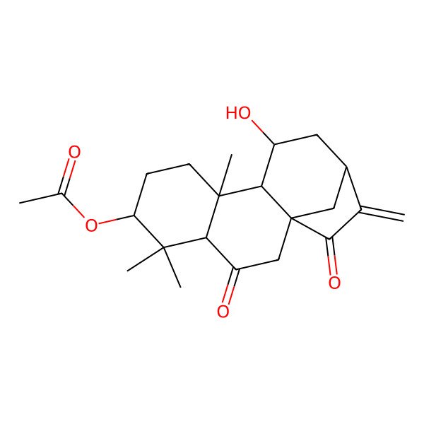 2D Structure of (11-Hydroxy-5,5,9-trimethyl-14-methylidene-3,15-dioxo-6-tetracyclo[11.2.1.01,10.04,9]hexadecanyl) acetate