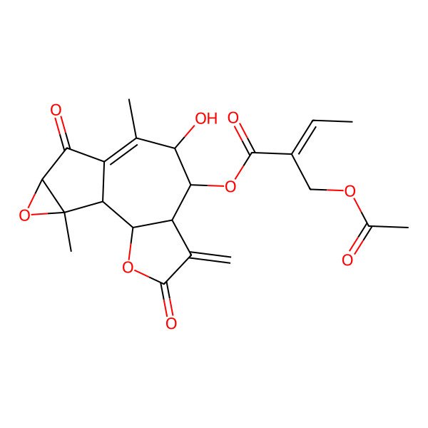 2D Structure of [(1S,2S,6S,7S,8R,12S,14S)-8-hydroxy-9,14-dimethyl-5-methylidene-4,11-dioxo-3,13-dioxatetracyclo[8.4.0.02,6.012,14]tetradec-9-en-7-yl] (E)-2-(acetyloxymethyl)but-2-enoate