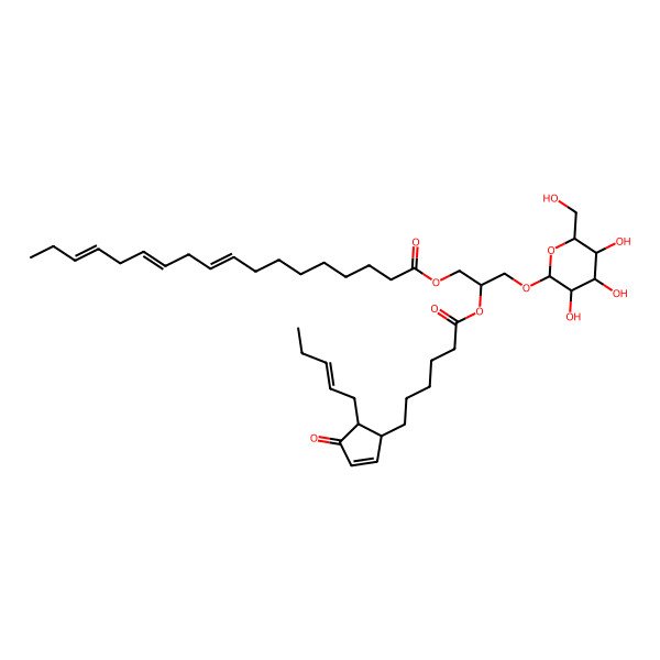 2D Structure of [(2S)-2-[6-[(1R,5S)-4-oxo-5-[(Z)-pent-2-enyl]cyclopent-2-en-1-yl]hexanoyloxy]-3-[(2R,3R,4S,5R,6R)-3,4,5-trihydroxy-6-(hydroxymethyl)oxan-2-yl]oxypropyl] (9Z,12Z,15Z)-octadeca-9,12,15-trienoate