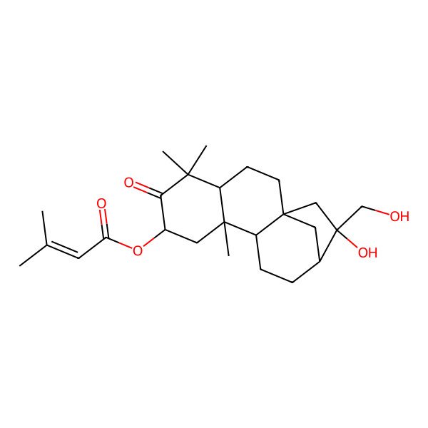 2D Structure of [14-Hydroxy-14-(hydroxymethyl)-5,5,9-trimethyl-6-oxo-7-tetracyclo[11.2.1.01,10.04,9]hexadecanyl] 3-methylbut-2-enoate