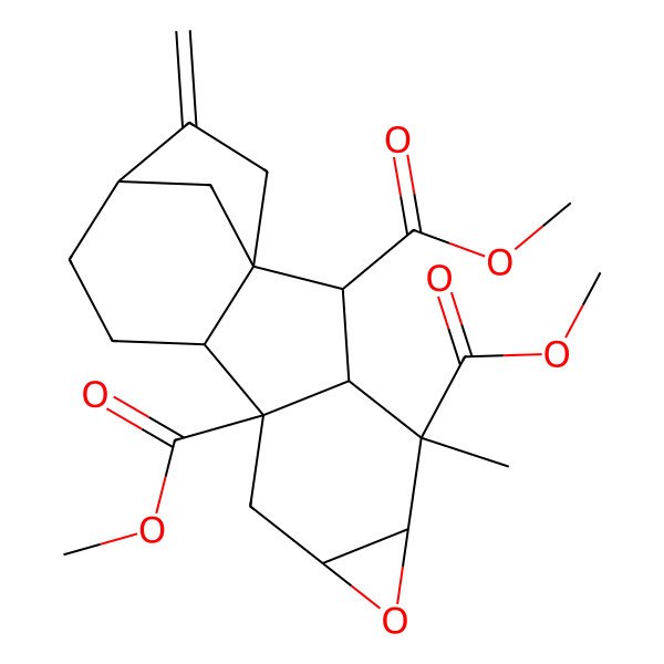 2D Structure of Trimethyl 4-methyl-14-methylidene-6-oxapentacyclo[11.2.1.01,10.03,9.05,7]hexadecane-2,4,9-tricarboxylate