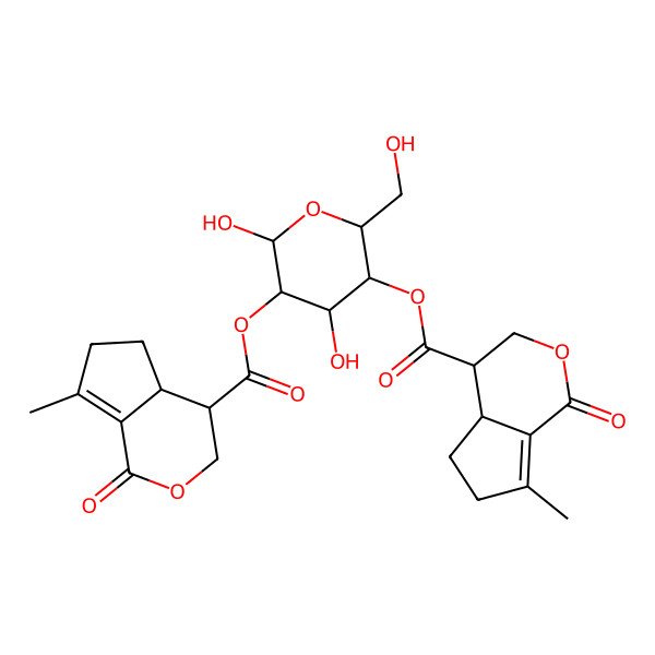 2D Structure of [(2R,3S,4S,5R,6S)-5-[(4S,4aS)-7-methyl-1-oxo-4,4a,5,6-tetrahydro-3H-cyclopenta[c]pyran-4-carbonyl]oxy-4,6-dihydroxy-2-(hydroxymethyl)oxan-3-yl] (4S,4aS)-7-methyl-1-oxo-4,4a,5,6-tetrahydro-3H-cyclopenta[c]pyran-4-carboxylate