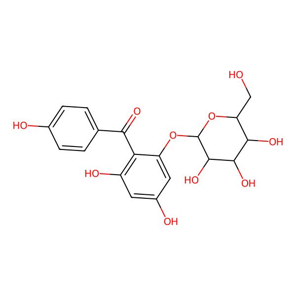 2D Structure of [2,4-dihydroxy-6-[(2S,3R,4S,5S,6R)-3,4,5-trihydroxy-6-(hydroxymethyl)oxan-2-yl]oxyphenyl]-(4-hydroxyphenyl)methanone
