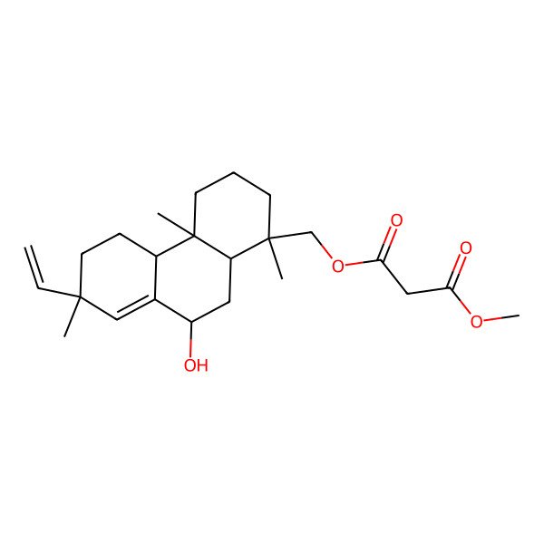 2D Structure of 3-O-[[(1R,4aS,4bR,7R,9S,10aR)-7-ethenyl-9-hydroxy-1,4a,7-trimethyl-3,4,4b,5,6,9,10,10a-octahydro-2H-phenanthren-1-yl]methyl] 1-O-methyl propanedioate