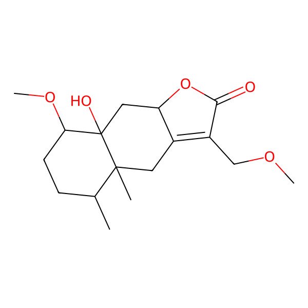 2D Structure of 8a-hydroxy-8-methoxy-3-(methoxymethyl)-4a,5-dimethyl-5,6,7,8,9,9a-hexahydro-4H-benzo[f][1]benzofuran-2-one