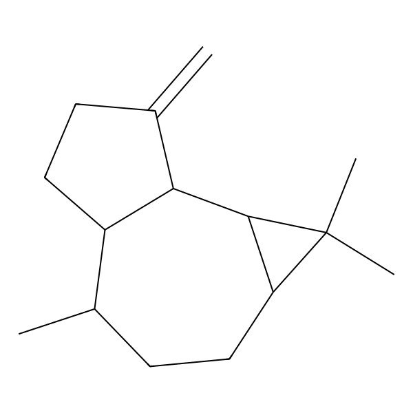 2D Structure of (1aS,4S,4aS,7aS,7bS)-1,1,4-trimethyl-7-methylidene-2,3,4,4a,5,6,7a,7b-octahydro-1aH-cyclopropa[e]azulene