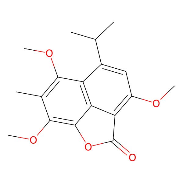 2D Structure of 5,9,11-Trimethoxy-10-methyl-7-propan-2-yl-2-oxatricyclo[6.3.1.04,12]dodeca-1(11),4,6,8(12),9-pentaen-3-one