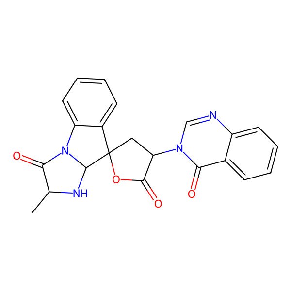 2D Structure of 2-methyl-3'-(4-oxoquinazolin-3-yl)spiro[3,3a-dihydro-2H-imidazo[1,2-a]indole-4,5'-oxolane]-1,2'-dione