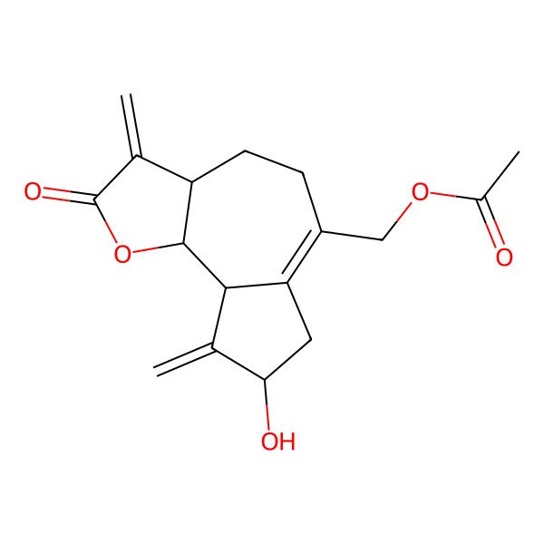 2D Structure of [(3aS,8S,9aR,9bS)-8-hydroxy-3,9-dimethylidene-2-oxo-4,5,7,8,9a,9b-hexahydro-3aH-azuleno[4,5-b]furan-6-yl]methyl acetate