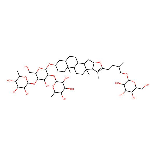 2D Structure of (2S,3R,4R,5R,6S)-2-[(2R,3S,4S,5R,6R)-4-hydroxy-2-(hydroxymethyl)-5-[(2S,3R,4R,5R,6S)-3,4,5-trihydroxy-6-methyloxan-2-yl]oxy-6-[[(1R,2S,4S,8S,9S,12S,13S,16S,18R)-7,9,13-trimethyl-6-[(3S)-3-methyl-4-[(2R,3R,4S,5S,6R)-3,4,5-trihydroxy-6-(hydroxymethyl)oxan-2-yl]oxybutyl]-5-oxapentacyclo[10.8.0.02,9.04,8.013,18]icos-6-en-16-yl]oxy]oxan-3-yl]oxy-6-methyloxane-3,4,5-triol