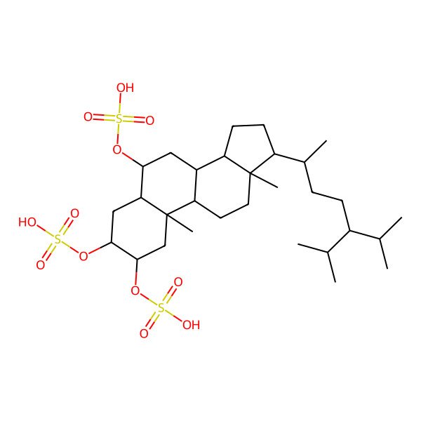 2D Structure of [10,13-dimethyl-17-(6-methyl-5-propan-2-ylheptan-2-yl)-2,3-disulfooxy-2,3,4,5,6,7,8,9,11,12,14,15,16,17-tetradecahydro-1H-cyclopenta[a]phenanthren-6-yl] hydrogen sulfate