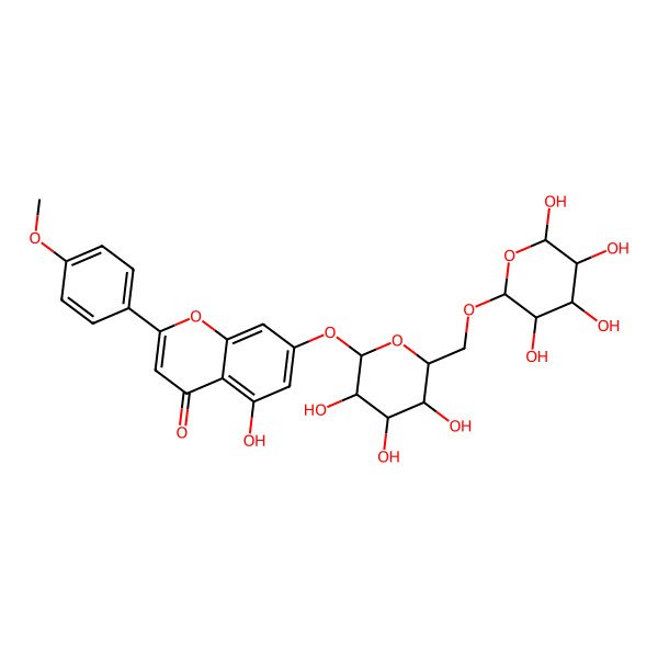 2D Structure of 5-Hydroxy-2-(4-methoxyphenyl)-7-[3,4,5-trihydroxy-6-[(3,4,5,6-tetrahydroxyoxan-2-yl)oxymethyl]oxan-2-yl]oxychromen-4-one