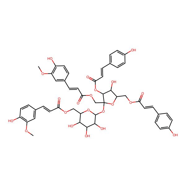 2D Structure of [3-Hydroxy-5-[3-(4-hydroxy-3-methoxyphenyl)prop-2-enoyloxymethyl]-4-[3-(4-hydroxyphenyl)prop-2-enoyloxy]-5-[3,4,5-trihydroxy-6-[3-(4-hydroxy-3-methoxyphenyl)prop-2-enoyloxymethyl]oxan-2-yl]oxyoxolan-2-yl]methyl 3-(4-hydroxyphenyl)prop-2-enoate
