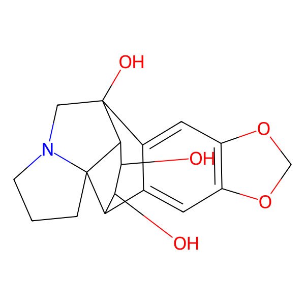 2D Structure of (8R)-16,18-dioxa-4-azahexacyclo[11.7.0.02,9.04,8.08,12.015,19]icosa-1(20),13,15(19)-triene-2,10,11-triol