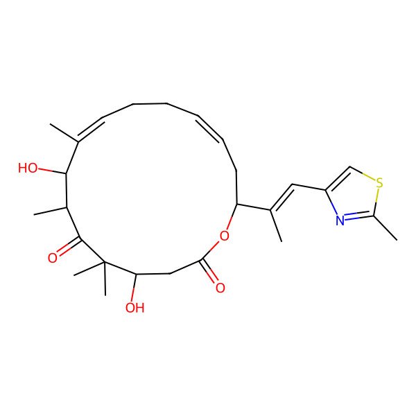 2D Structure of 4,8-Dihydroxy-5,5,7,9-tetramethyl-16-[1-(2-methyl-1,3-thiazol-4-yl)prop-1-en-2-yl]-1-oxacyclohexadeca-9,13-diene-2,6-dione