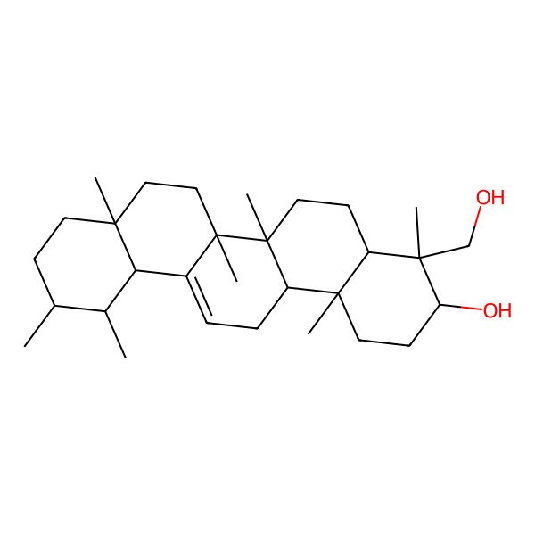 2D Structure of (3S,4S,4aR,6aR,6bS,8aR,11R,12S,12aR,14aR,14bR)-4-(hydroxymethyl)-4,6a,6b,8a,11,12,14b-heptamethyl-2,3,4a,5,6,7,8,9,10,11,12,12a,14,14a-tetradecahydro-1H-picen-3-ol 2D Structure of (3S,4S,4aR,6aR,6bS,8aR,11R,12S,12aR,14aR,14bR)-4-(hydroxymethyl)-4,6a,6b,8a,11,12,14b-heptamethyl-2,3,4a,5,6,7,8,9,10,11,12,12a,14,14a-tetradecahydro-1H-picen-3-ol
