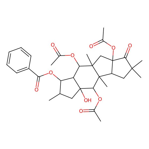 2D Structure of [(1R,2R,3R,4S,5S,7R,9S,10S,14S)-2,8,14-triacetyloxy-7-hydroxy-1,5,9,12,12-pentamethyl-13-oxo-4-tetracyclo[7.6.0.03,7.010,14]pentadecanyl] benzoate