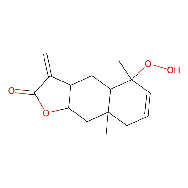2D Structure of (3aR,4aR,5R,8aR,9aR)-5-hydroperoxy-5,8a-dimethyl-3-methylidene-3a,4,4a,8,9,9a-hexahydrobenzo[f][1]benzofuran-2-one