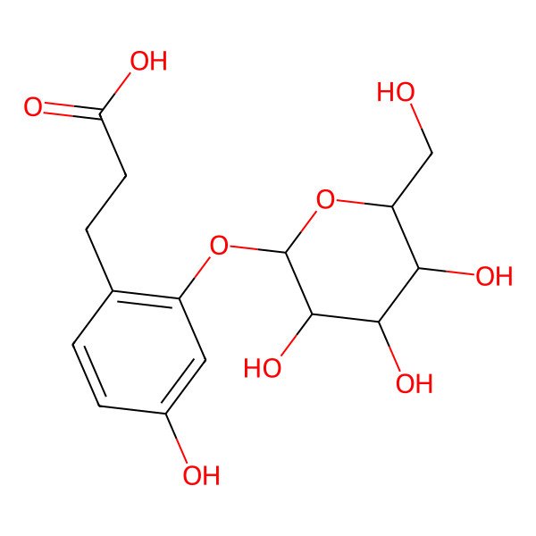 2D Structure of 3-[4-hydroxy-2-[(2S,3R,4S,5S,6R)-3,4,5-trihydroxy-6-(hydroxymethyl)oxan-2-yl]oxyphenyl]propanoic acid