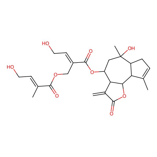 2D Structure of [(3aR,4R,6R,6aR,9aR,9bR)-6-hydroxy-6,9-dimethyl-3-methylidene-2-oxo-4,5,6a,7,9a,9b-hexahydro-3aH-azuleno[4,5-b]furan-4-yl] (E)-4-hydroxy-2-[[(E)-4-hydroxy-2-methylbut-2-enoyl]oxymethyl]but-2-enoate