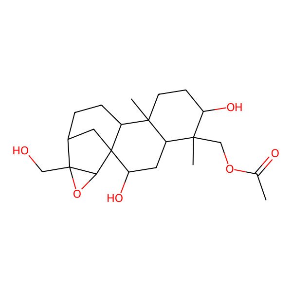 2D Structure of [(1R,2S,5S,6R,9R,13R,14R,16R)-2,6-dihydroxy-14-(hydroxymethyl)-5,9-dimethyl-15-oxapentacyclo[11.3.1.01,10.04,9.014,16]heptadecan-5-yl]methyl acetate