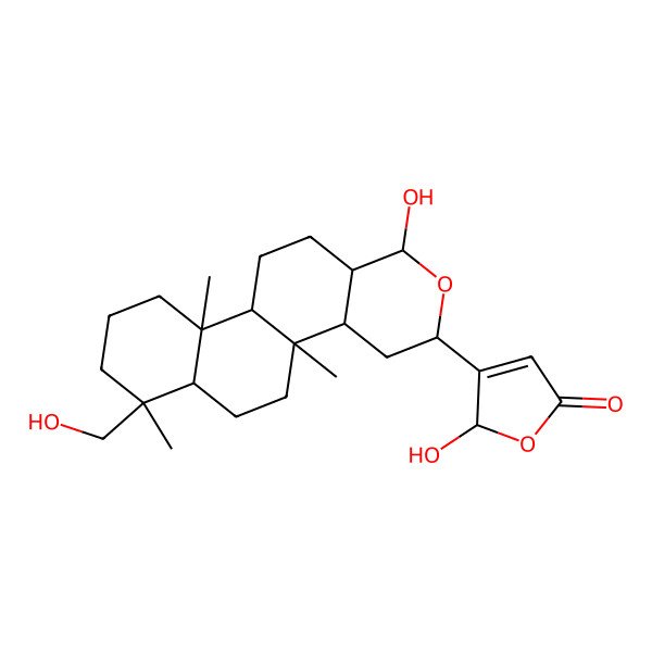 2D Structure of 3-[(3R,4aR,4bS,6aS,7S,10aR,10bS,12aS)-1-hydroxy-7-(hydroxymethyl)-4b,7,10a-trimethyl-1,3,4,4a,5,6,6a,8,9,10,10b,11,12,12a-tetradecahydronaphtho[2,1-f]isochromen-3-yl]-2-hydroxy-2H-furan-5-one