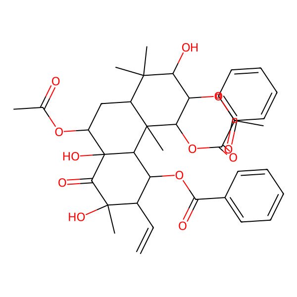 2D Structure of [(2R,4R,4aS,4bS,5R,6S,7S,8aS,10R,10aR)-6,10-diacetyloxy-5-benzoyloxy-3-ethenyl-2,7,10a-trihydroxy-2,4b,8,8-tetramethyl-1-oxo-4,4a,5,6,7,8a,9,10-octahydro-3H-phenanthren-4-yl] benzoate