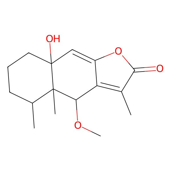 2D Structure of (4S,4aS,5S,8aS)-8a-hydroxy-4-methoxy-3,4a,5-trimethyl-5,6,7,8-tetrahydro-4H-benzo[f][1]benzofuran-2-one