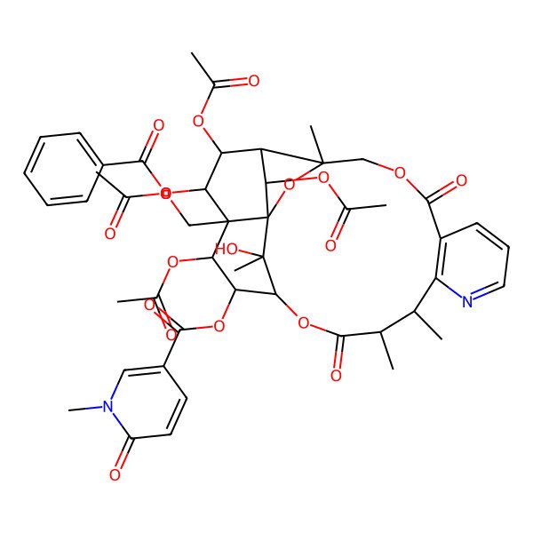 2D Structure of (8beta)-8-(acetyloxy)-9-O-benzoyl-2-O-9-O-dideacetyl-8-deoxo-2-O-[(1,6-dihydro-1-methyl-6-oxo-3-pyridinyl)carbony]levonine