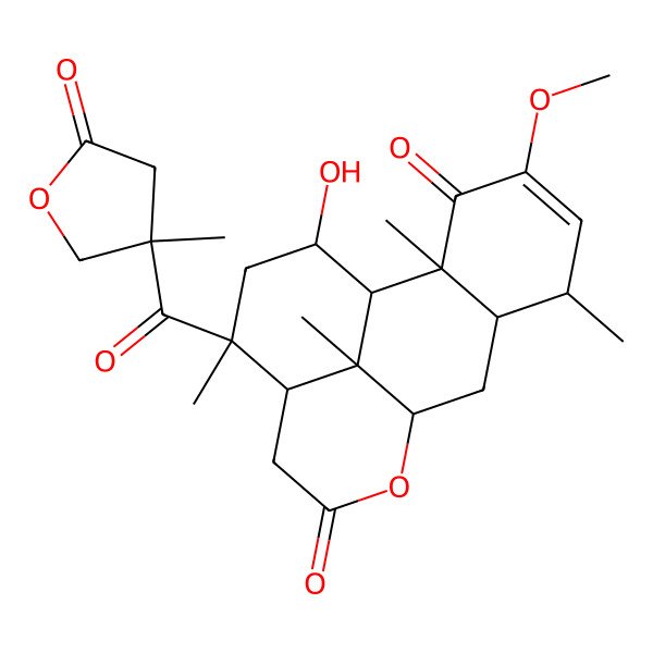 2D Structure of (1S,2S,6S,7S,9R,13R,14R,16R,17S)-16-hydroxy-4-methoxy-2,6,14,17-tetramethyl-14-[(3R)-3-methyl-5-oxooxolane-3-carbonyl]-10-oxatetracyclo[7.7.1.02,7.013,17]heptadec-4-ene-3,11-dione